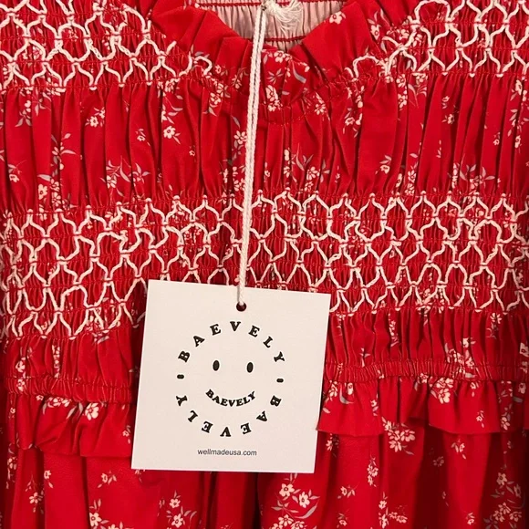 NWT Baevely Floral Smocked Midi/Maxi Puff Dress - Picture 9 of 15